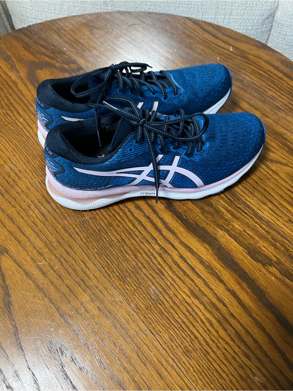 Asics Navy and Light Pink Women's Running Shoes
